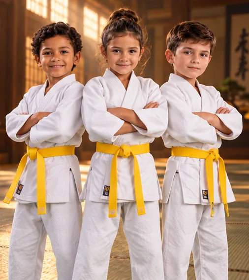Visuel d'illustration : la même photo après retouche, dans un décor de dojo